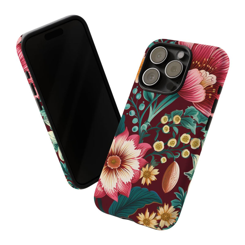Botanisch Bloemenpatroon in Amber en Teal