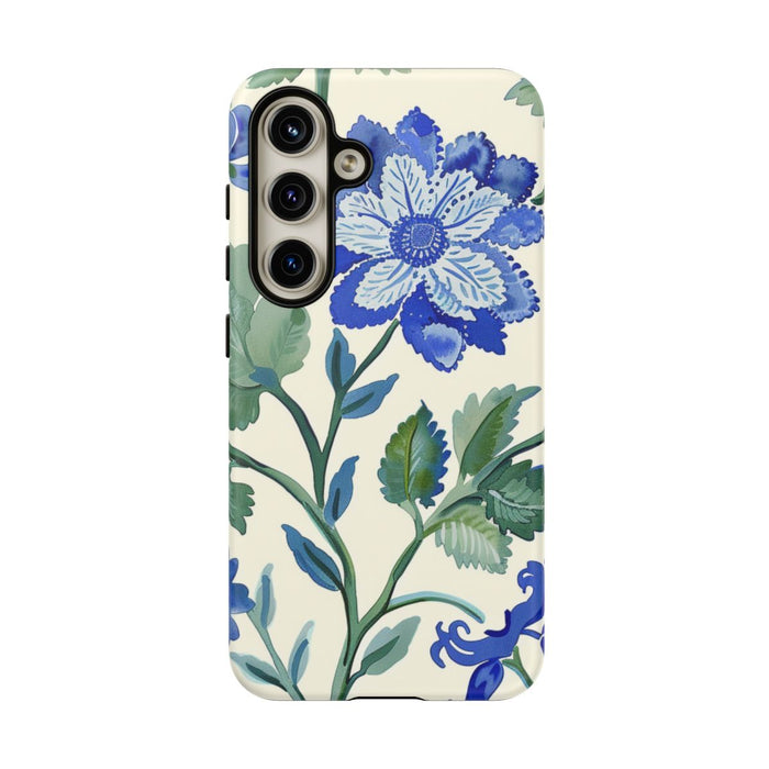 Blauw Waterverf Bloemenpatroon