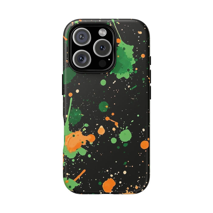 Groene en Oranje Verfspattenpatroon