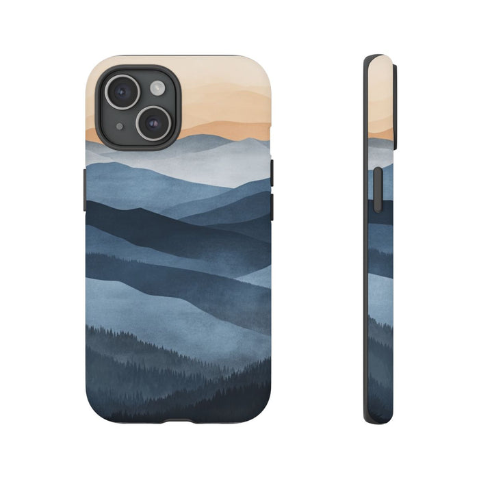 Gelaagd Berglandschap in Blauwe en Beige Tinten