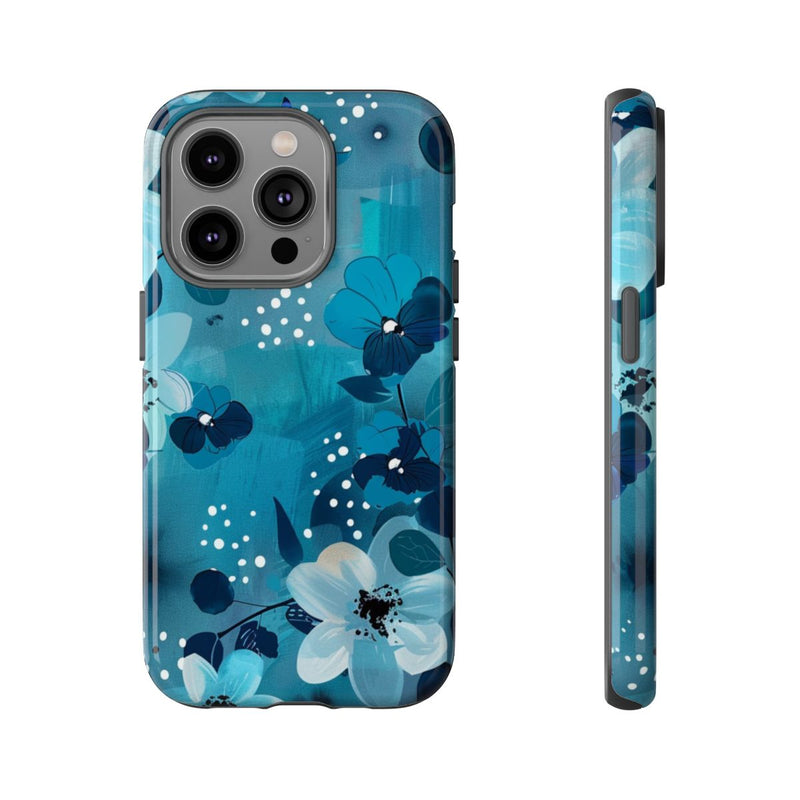 Turquoise Bloemenpatroon met Stippen