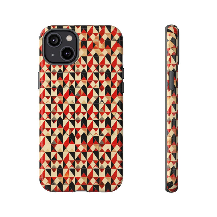 Geometrisch Abstract Patroon in Rood en Zwart