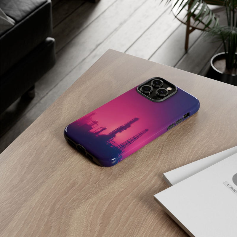 Industrieel Silhouet met Neon Gloed