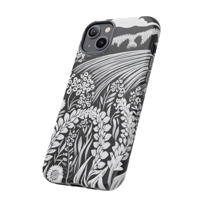 Zwart-Wit Folklore Bloemenlandschap