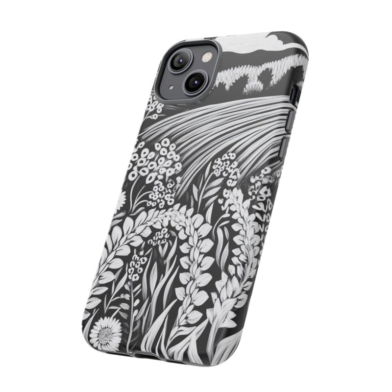 Zwart-Wit Folklore Bloemenlandschap