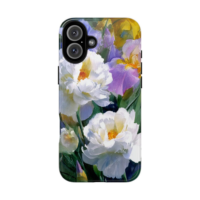 Grote Witte Pioenen en Lila Irissen