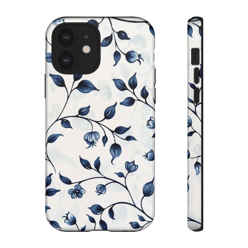 Blauw Bloemenrankenpatroon