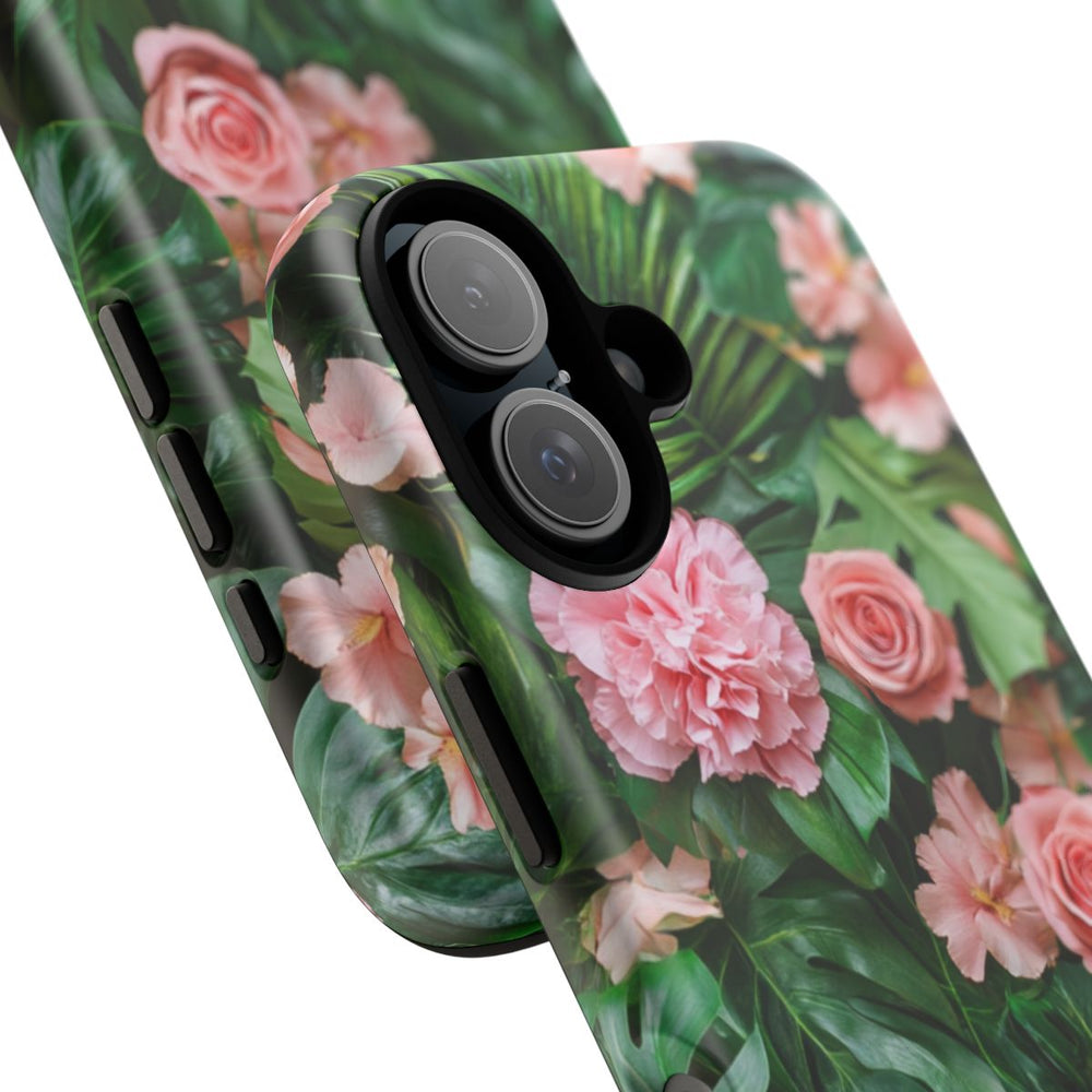 Roze Rozen en Tropische Bladeren Patroon