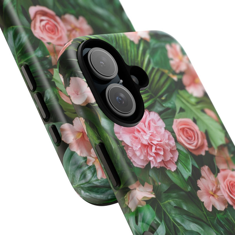 Roze Rozen en Tropische Bladeren Patroon