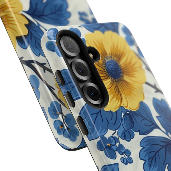 Blauw-Geel Bloemenpatroon