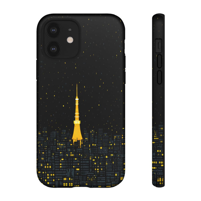 Gloeiende Toren in Nachtelijke Stadsgezicht