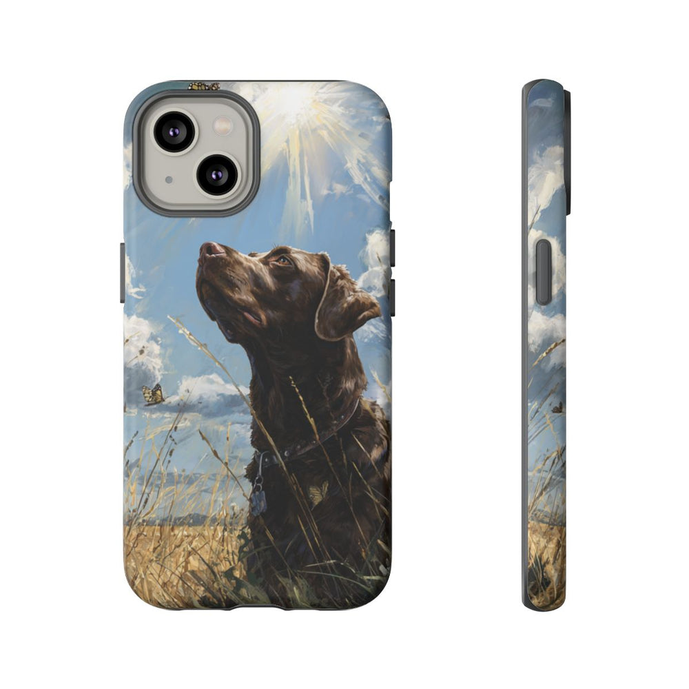 Chocoladekleurige Labrador met Vlinders in Veld