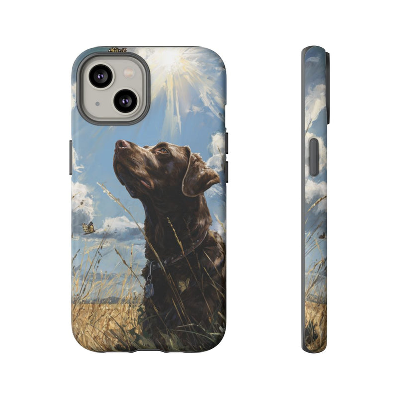 Chocoladekleurige Labrador met Vlinders in Veld