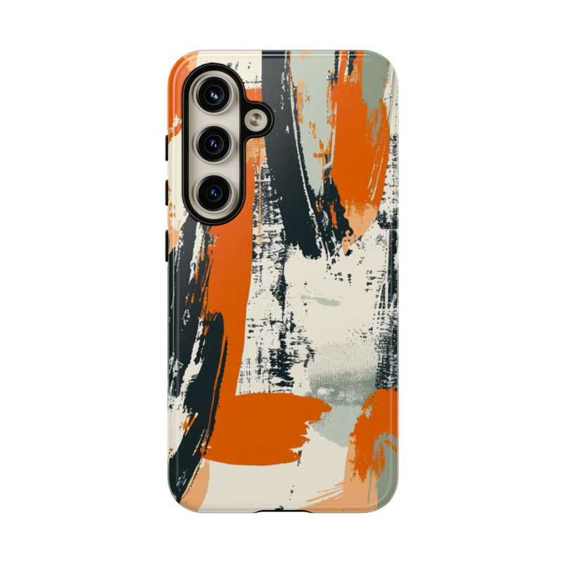 Abstract Oranje-Zwart Penseelstrepenpatroon