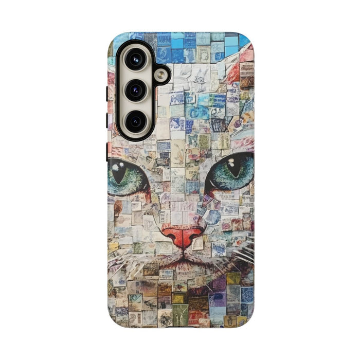 Kattengezicht Collage met Blauwe Achtergrond