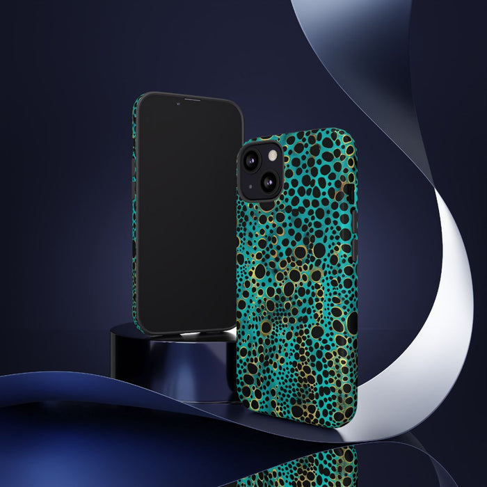 Turquoise en Zwart Abstract Stippenpatroon