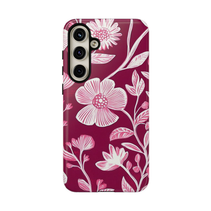 Roze en Witte Bloemenprint