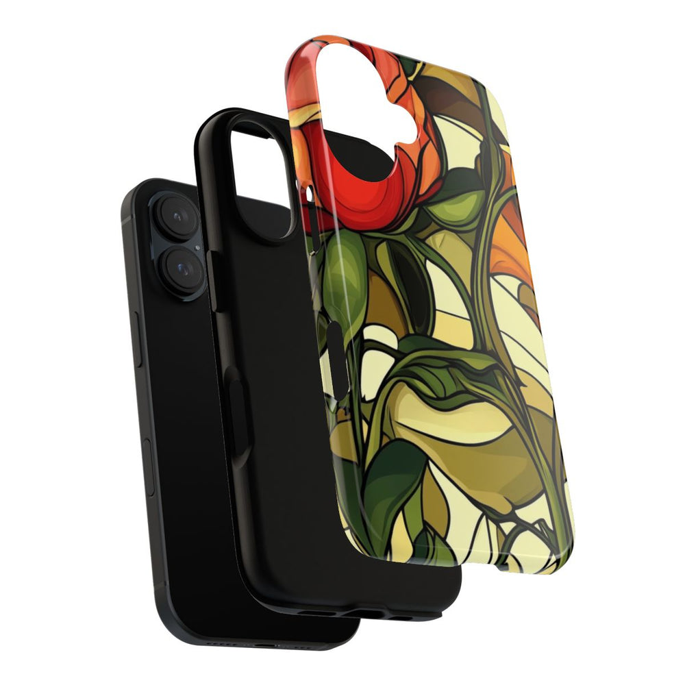 Rood-Oranje Art Nouveau Bloemmotief
