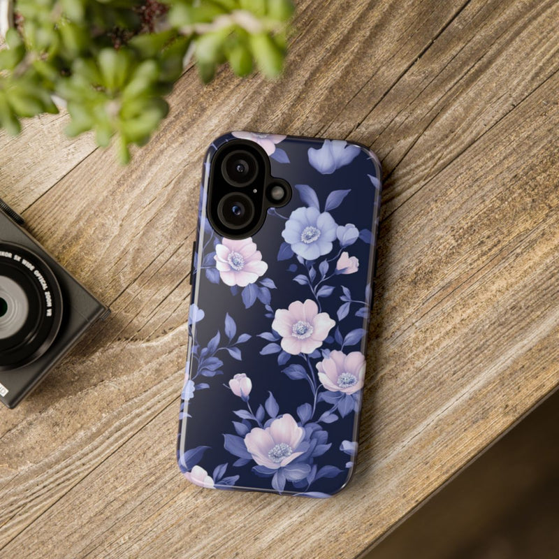 Elegant Blauw-Roze Bloemenpatroon