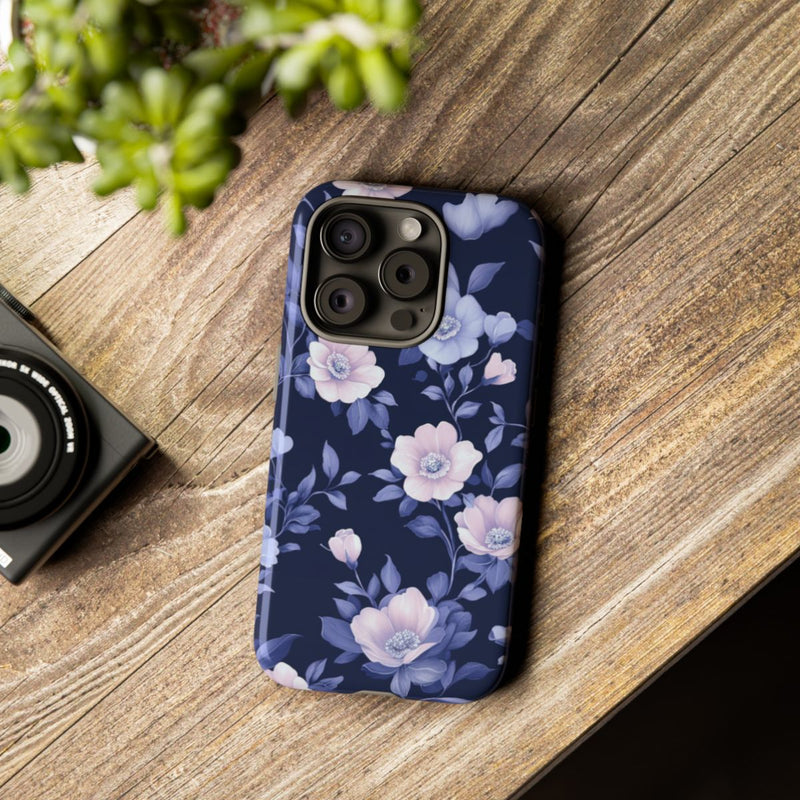 Elegant Blauw-Roze Bloemenpatroon