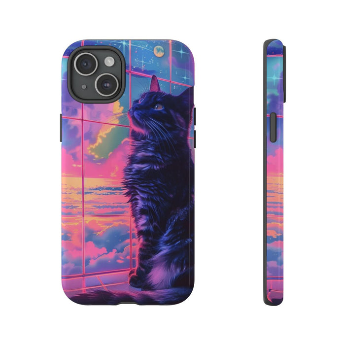 Lofi Vaporwave Kat met Neonlucht
