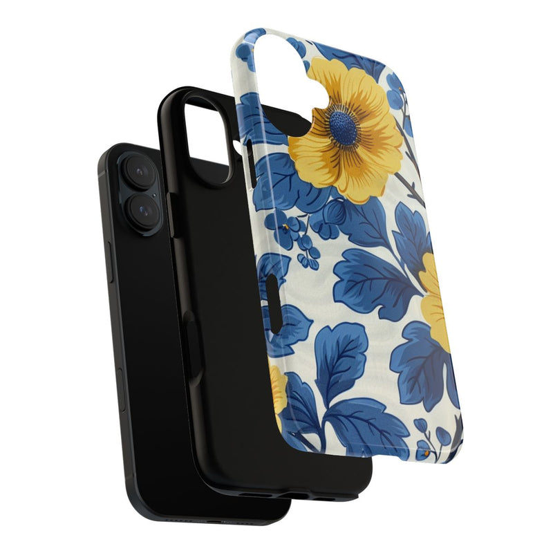 Blauw-Geel Bloemenpatroon