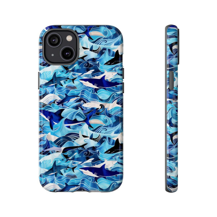 Blauwe Oceaangolven en Haaienpatroon