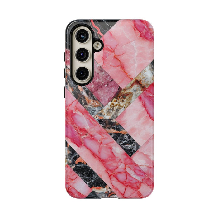 Roze en Zwart Geometrisch Marmerpatroon