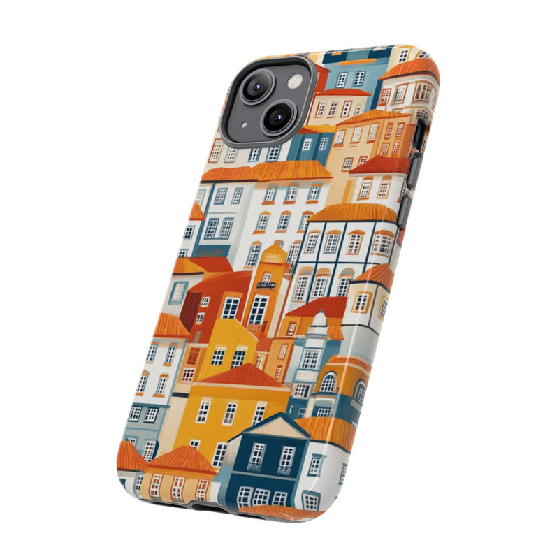 Kleurrijke Huisjespatroon met Glanzende Afwerking