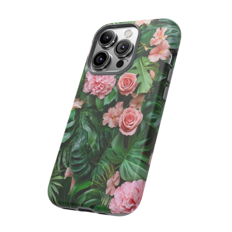 Roze Rozen en Tropische Bladeren Patroon