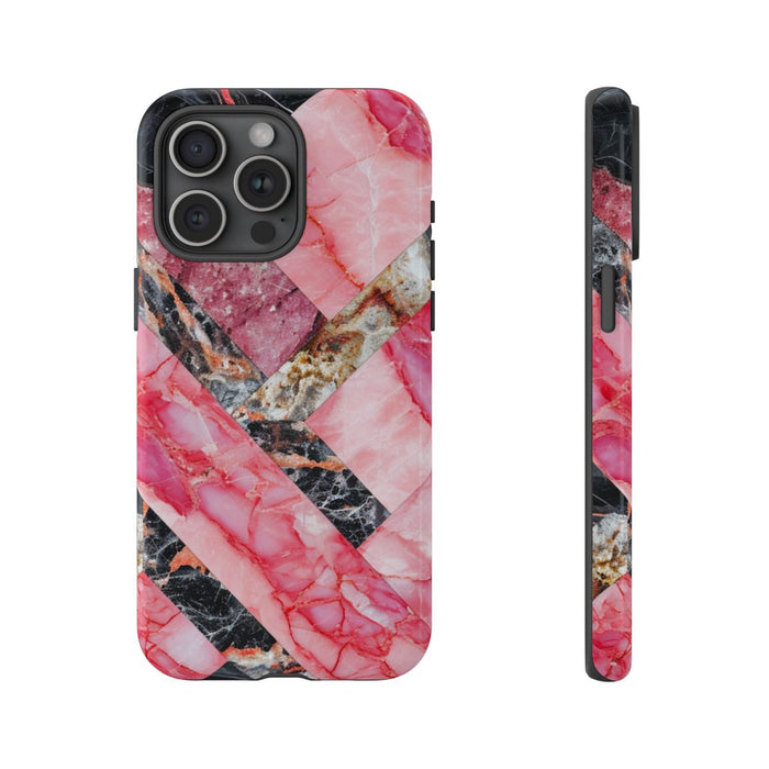 Roze en Zwart Geometrisch Marmerpatroon