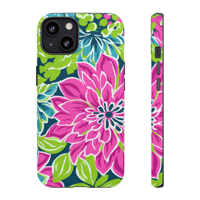 Vrolijk Bloemenpatroon met Roze en Blauwe Bloemen