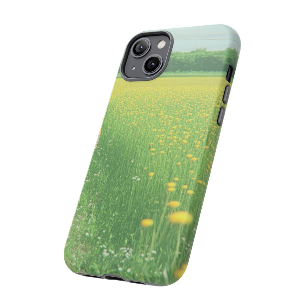 Jongen Wandelt Door Geel Bloemenveld