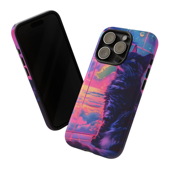 Lofi Vaporwave Kat met Neonlucht