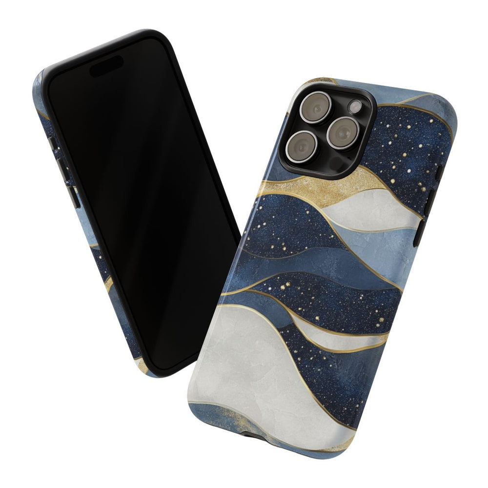 Abstract Blauw-Goud Golvenpatroon