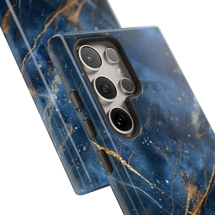 Blauw Marmerpatroon met Gouden Adering
