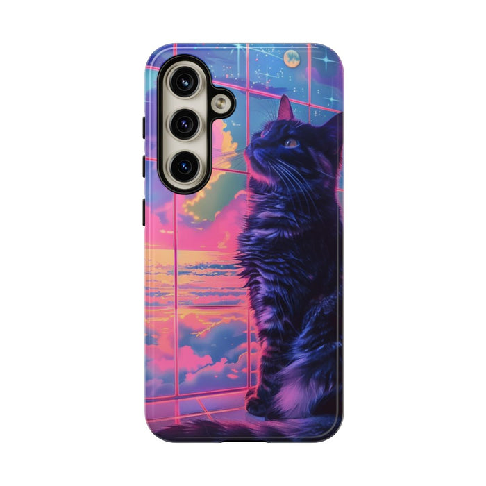 Lofi Vaporwave Kat met Neonlucht