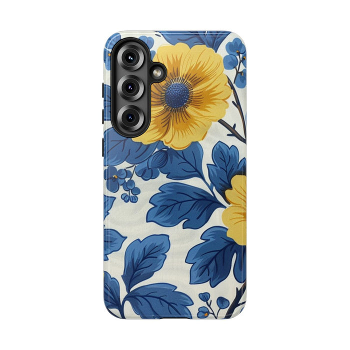 Blauw-Geel Bloemenpatroon
