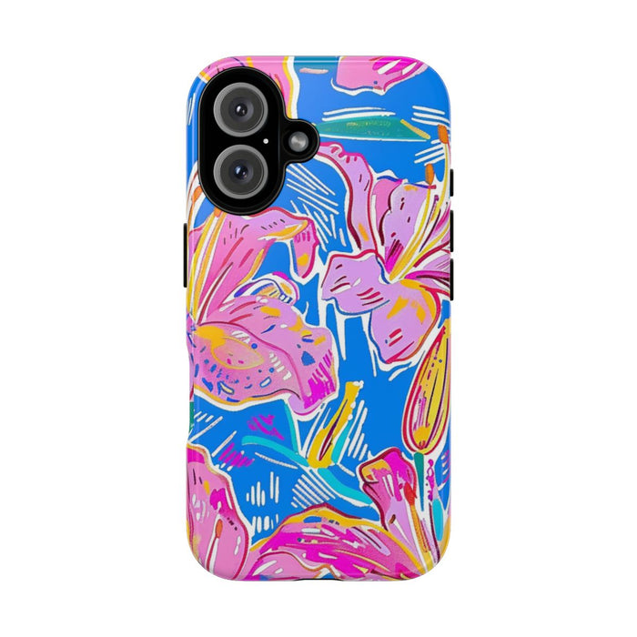 Felroze en Gele Bloemenprint