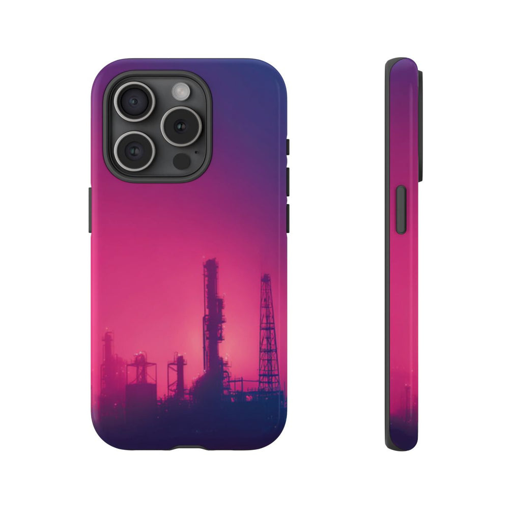 Industrieel Silhouet met Neon Gloed