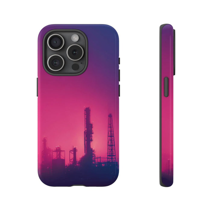 Industrieel Silhouet met Neon Gloed