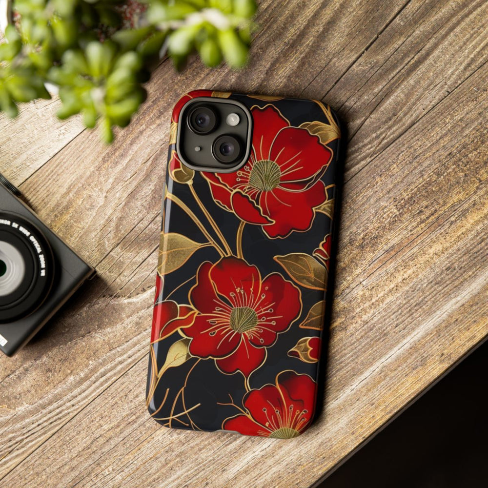 Rood-Gouden Bloemenpatroon