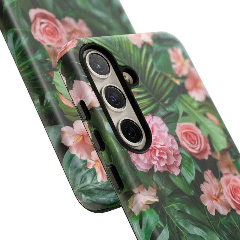 Roze Rozen en Tropische Bladeren Patroon