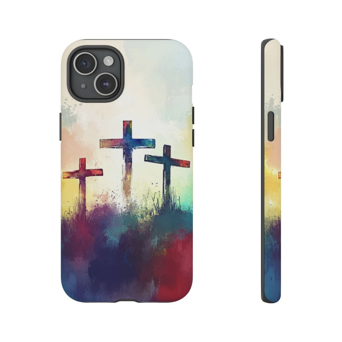 Drie Kruisen in Abstracte Waterverf