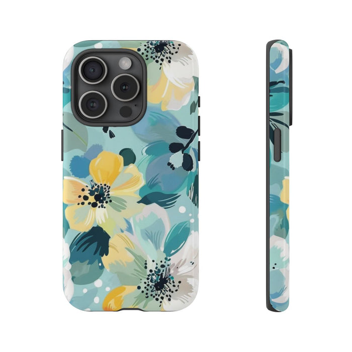 Turquoise Bloemenpatroon met Stippen