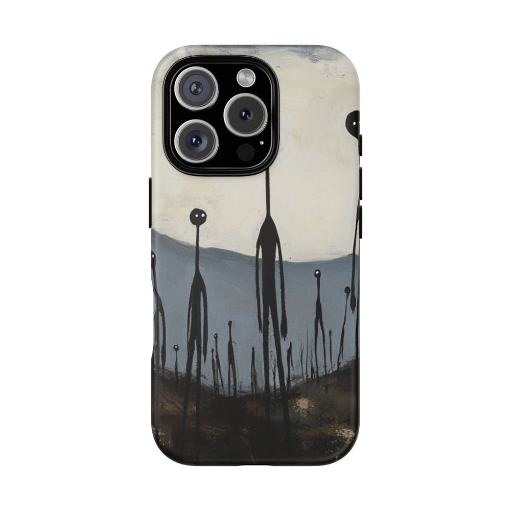 Spookachtig Zwarte Stokfiguren Landschap