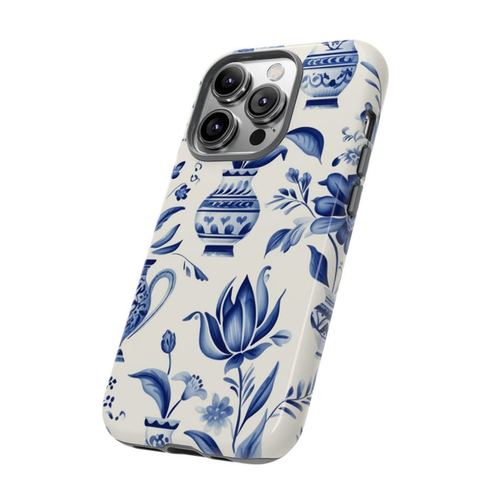 Blauw Bloemmotief met Delfts Vaaspatroon