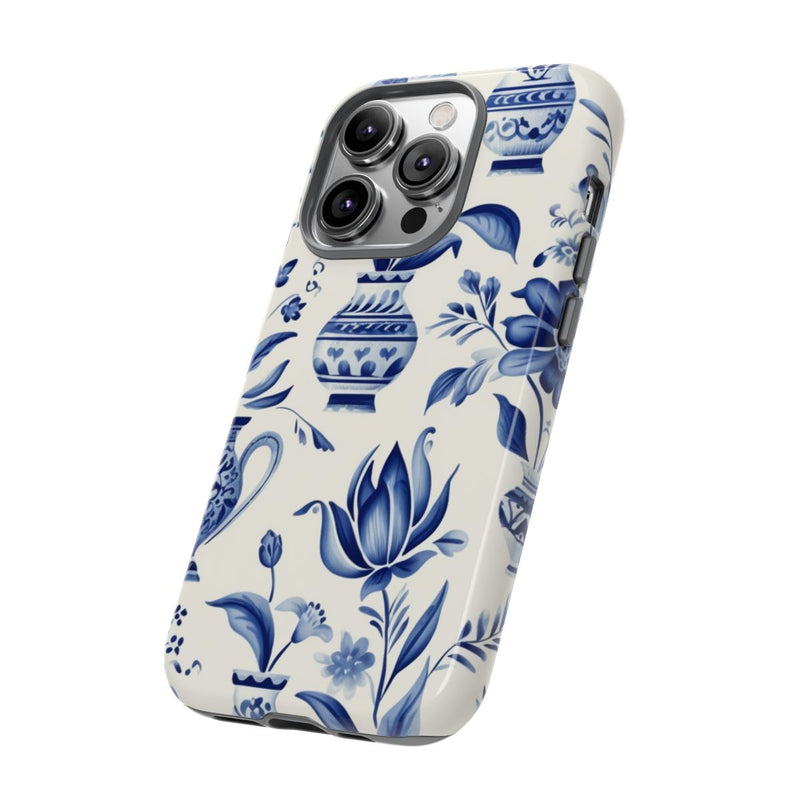 Blauw Bloemmotief met Delfts Vaaspatroon