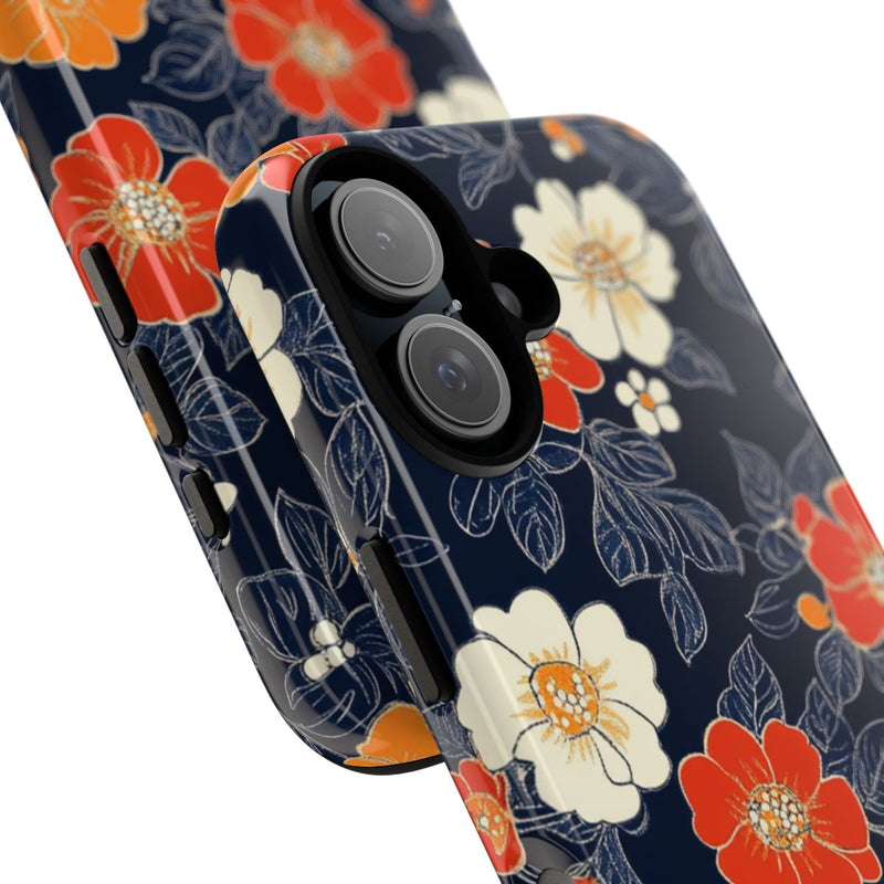 Oranje en Witte Bloemenprint