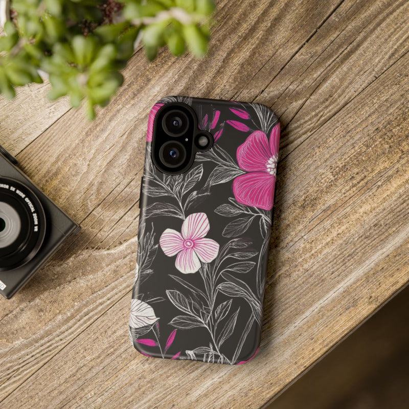 Roze en Witte Bloemenprint